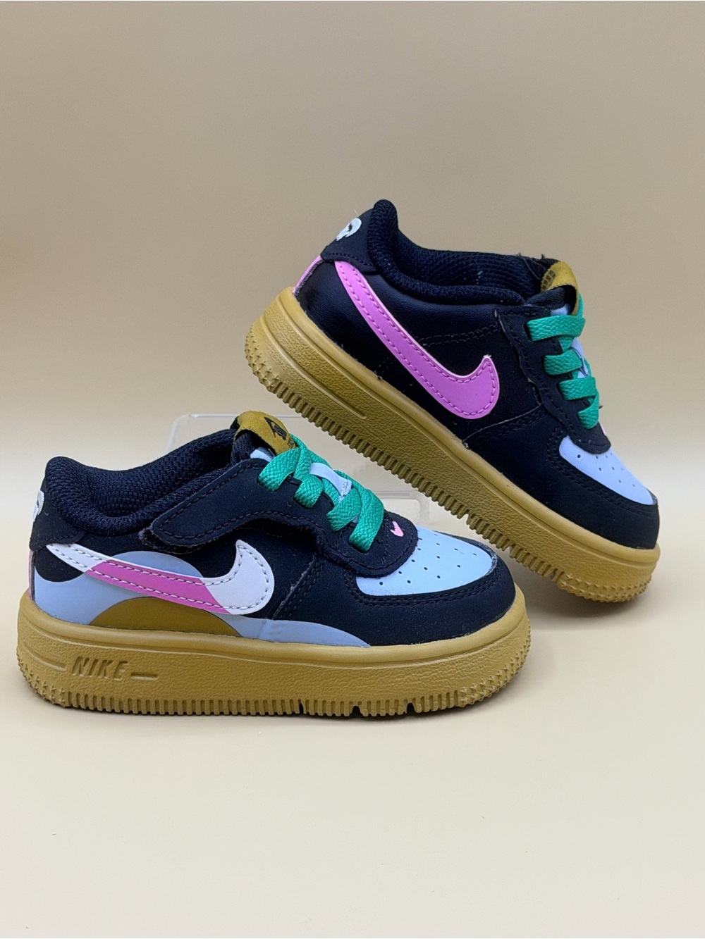 Nike Air Force 1 Low LV8 2 EasyOn Toddler Girls 5C Shoe Black Pink FN04080-001